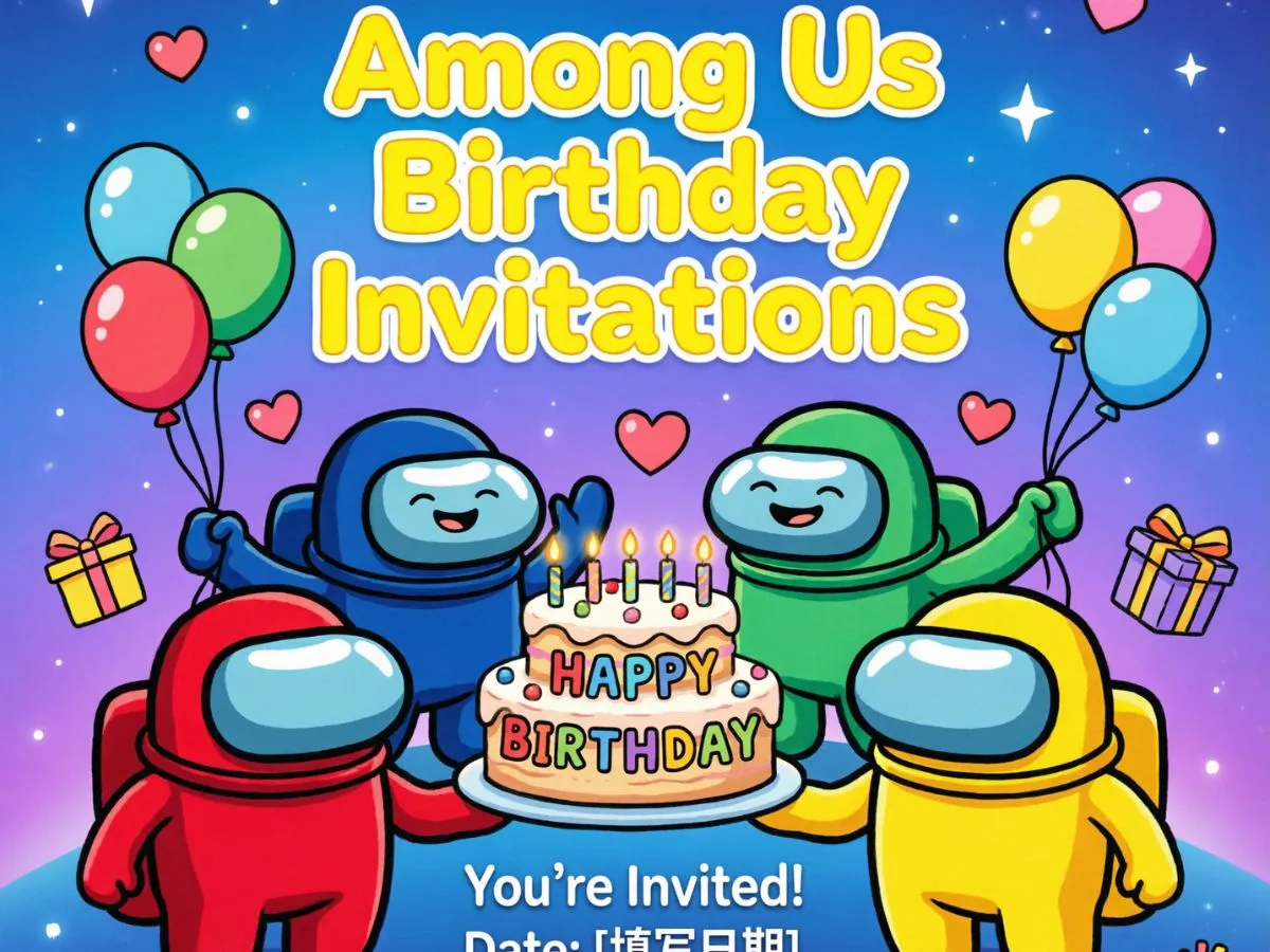 Among Us Birthday Invitations